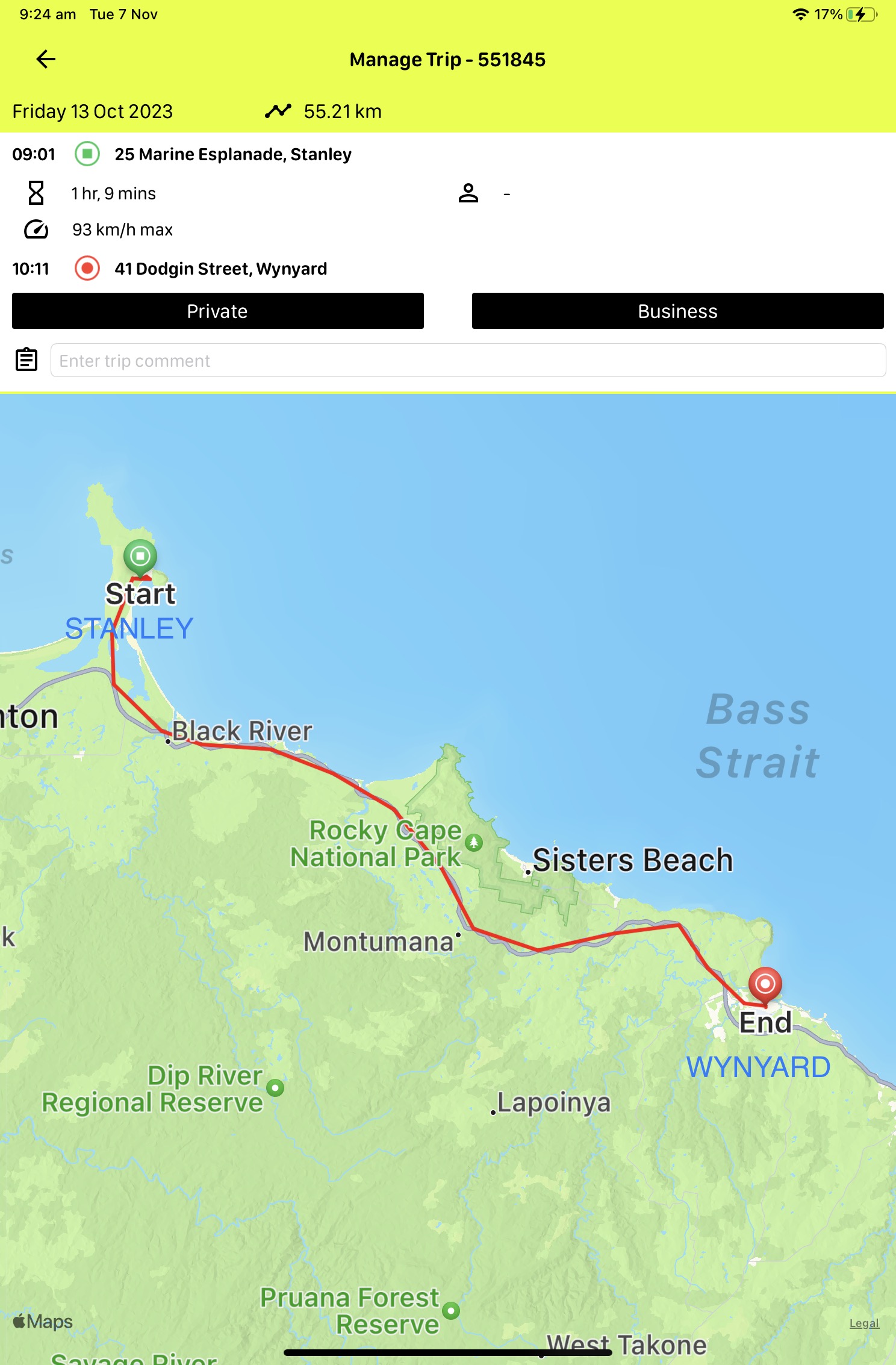 Stanley to Wynyard